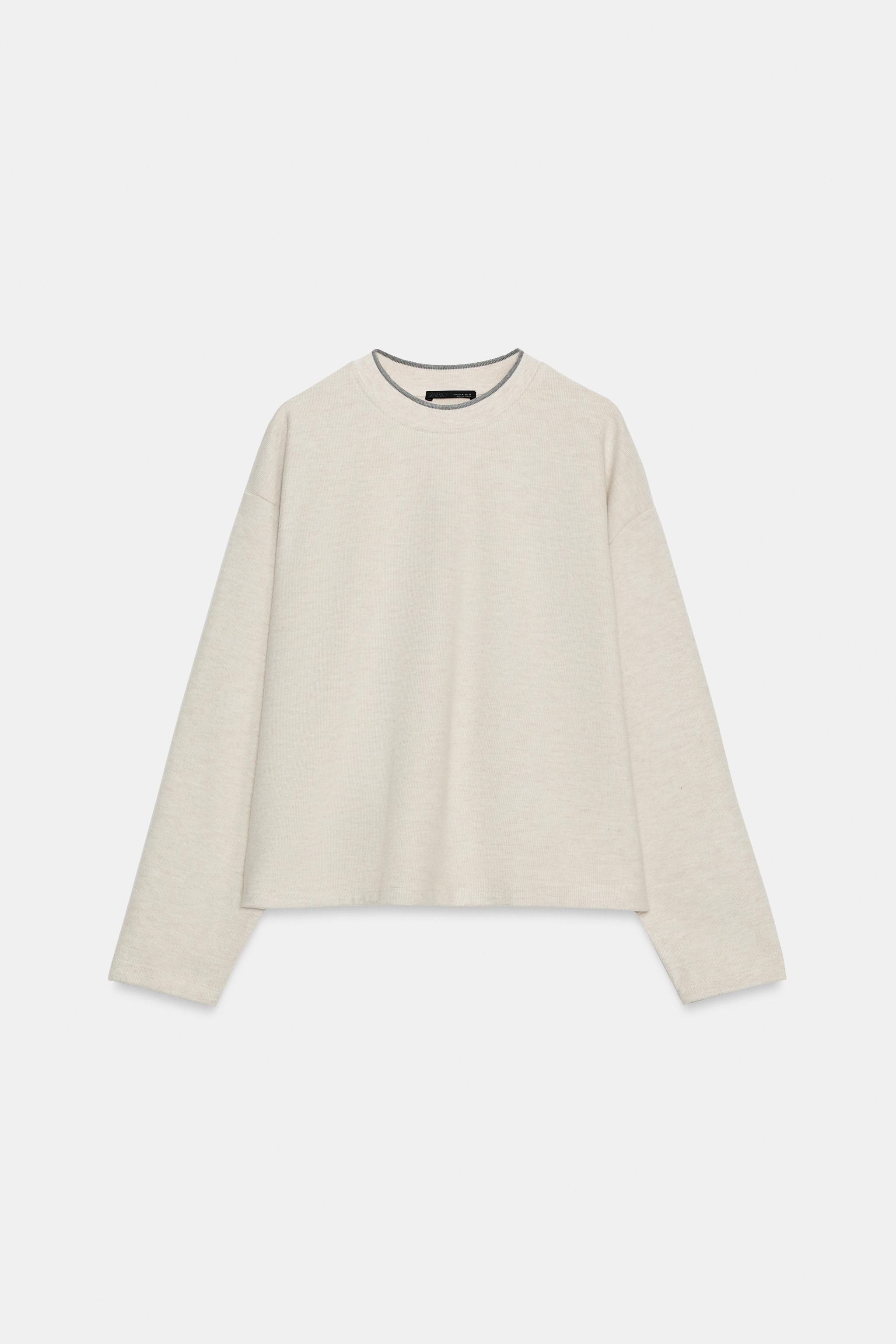 SOFT CONTRAST-STRIPE SWEATSHIRT